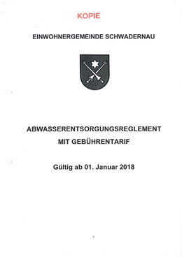 Abwasserreglement mit Gebührentarif Abwasserentsorgungsreglement